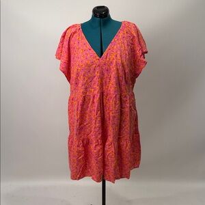 Universal Thread Pink and Orange Floral Midi Dress